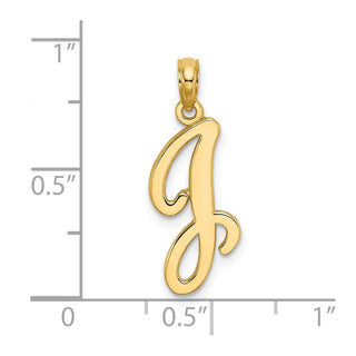 14k Yellow Gold Polished J Script Initial Pendant