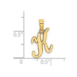 14k Yellow Gold Polished K Script Initial Pendant
