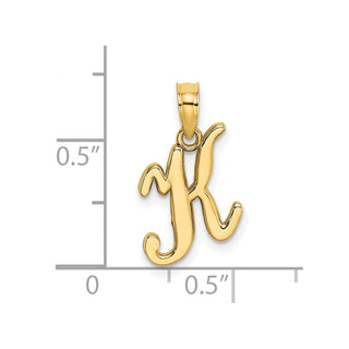 14k Yellow Gold Polished K Script Initial Pendant