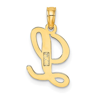 14k Yellow Gold Polished L Script Initial Pendant