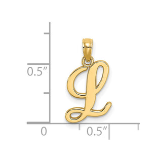 14k Yellow Gold Polished L Script Initial Pendant