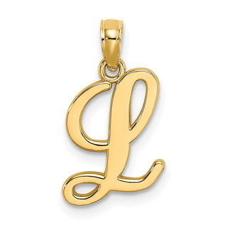 14k Yellow Gold Polished L Script Initial Pendant