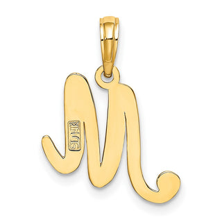 14k Yellow Gold Polished M Script Initial Pendant