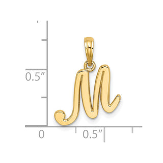 14k Yellow Gold Polished M Script Initial Pendant