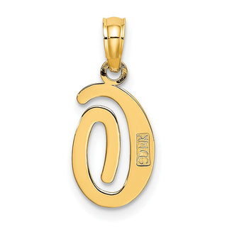 14k Yellow Gold Polished O Script Initial Pendant
