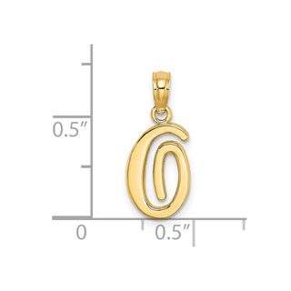 14k Yellow Gold Polished O Script Initial Pendant