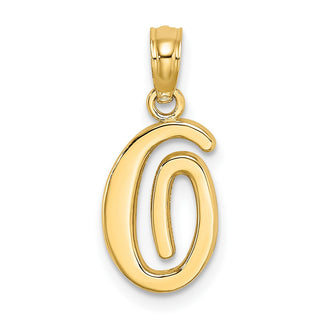 14k Yellow Gold Polished O Script Initial Pendant
