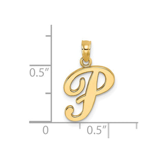 14k Yellow Gold Polished P Script Initial Pendant