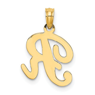 14k Yellow Gold Polished R Script Initial Pendant