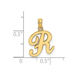 14k Yellow Gold Polished R Script Initial Pendant