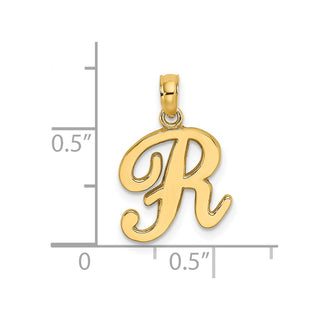14k Yellow Gold Polished R Script Initial Pendant
