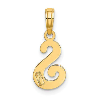 14k Yellow Gold Polished S Script Initial Pendant