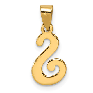 14k Yellow Gold Polished S Script Initial Pendant