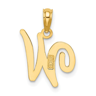 14k Yellow Gold Polished W Script Initial Pendant