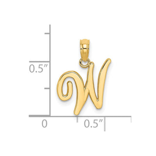 14k Yellow Gold Polished W Script Initial Pendant