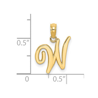 14k Yellow Gold Polished W Script Initial Pendant