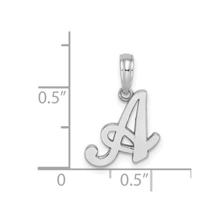 14k White Gold Polished A Script Initial Pendant