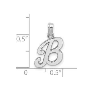14k White Gold Polished B Script Initial Pendant