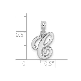 14k White Gold Polished C Script Initial Pendant