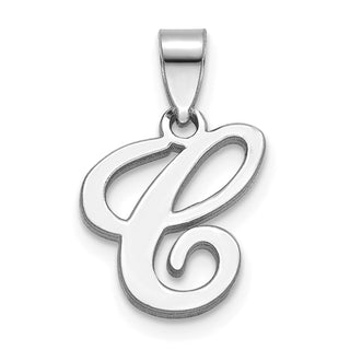 14k White Gold Polished C Script Initial Pendant