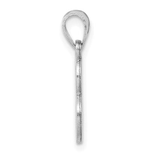 14k White Gold Polished E Script Initial Pendant