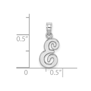 14k White Gold Polished E Script Initial Pendant