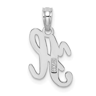 14k White Gold Polished H Script Initial Pendant