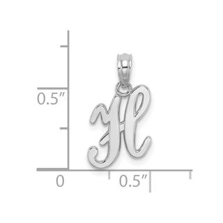 14k White Gold Polished H Script Initial Pendant
