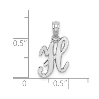 14k White Gold Polished H Script Initial Pendant