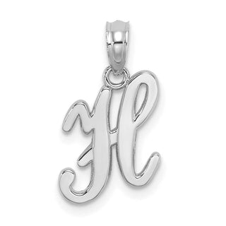 14k White Gold Polished H Script Initial Pendant