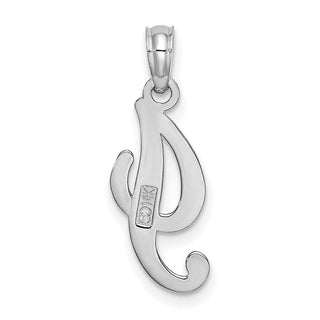 14k White Gold Polished I Script Initial Pendant