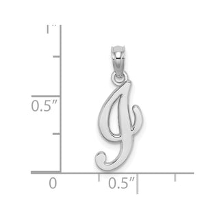 14k White Gold Polished I Script Initial Pendant