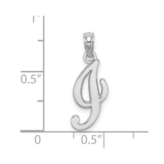 14k White Gold Polished I Script Initial Pendant