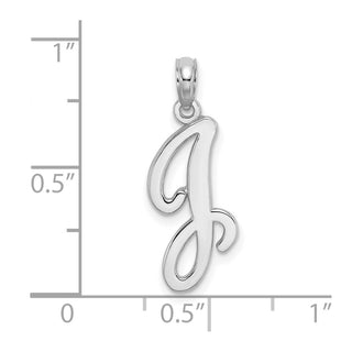 14k White Gold Polished J Script Initial Pendant