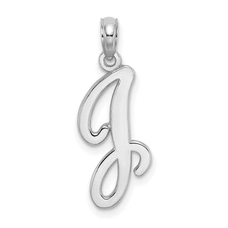 14k White Gold Polished J Script Initial Pendant