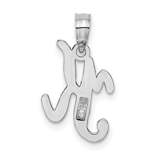 14k White Gold Polished K Script Initial Pendant