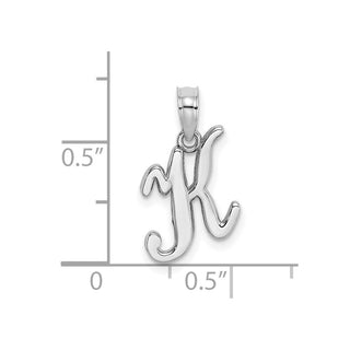 14k White Gold Polished K Script Initial Pendant