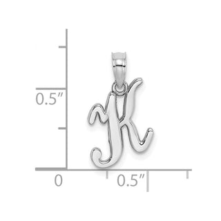 14k White Gold Polished K Script Initial Pendant