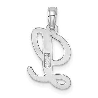 14k White Gold Polished L Script Initial Pendant