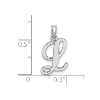 14k White Gold Polished L Script Initial Pendant
