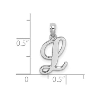 14k White Gold Polished L Script Initial Pendant