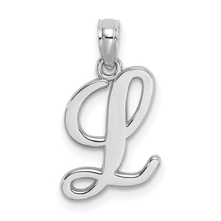 14k White Gold Polished L Script Initial Pendant