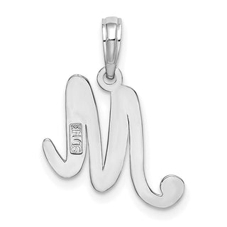 14k White Gold Polished M Script Initial Pendant