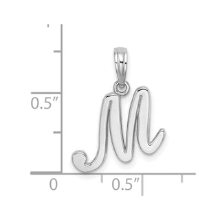 14k White Gold Polished M Script Initial Pendant