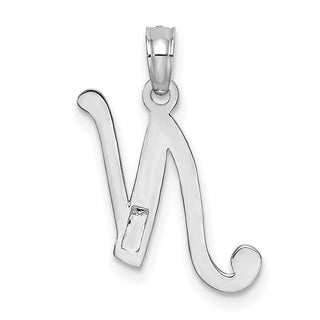 14k White Gold Polished N Script Initial Pendant
