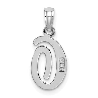 14k White Gold Polished O Script Initial Pendant