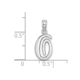 14k White Gold Polished O Script Initial Pendant