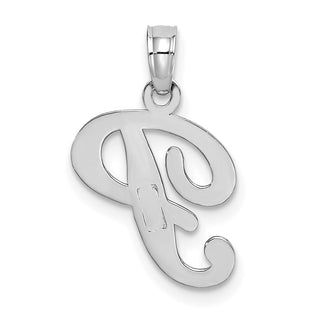 14k White Gold Polished P Script Initial Pendant