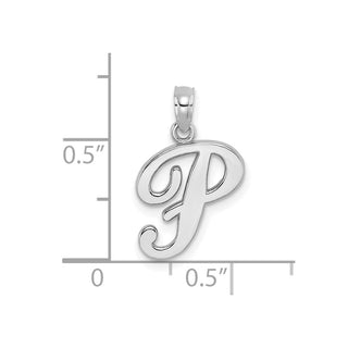 14k White Gold Polished P Script Initial Pendant