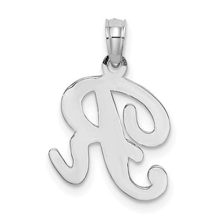 14k White Gold Polished R Script Initial Pendant